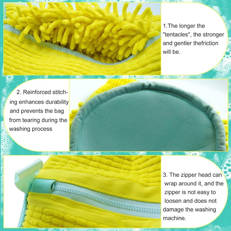 Cocoyeye Shoe Washing Machine Bag, Laundry Shoe Bag for Washer and Dryer, Reusable Zipper Plush Sneaker Washing Machine Bag for Shoes, Gym, Tennis, Sports Delicate Yellow 2 pc - Image 5